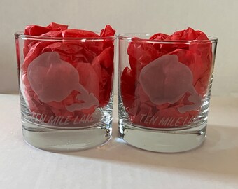 Custom Lake Whiskey Rocks Glasses Laser Engraved Any Lake Available Mens Gift Wedding Gift Set of 4