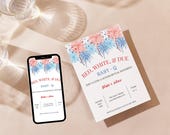 Gender Reveal BBQ Invitation, July Gender Reveal, Printable/Editable Invite, Fireworks Reveal