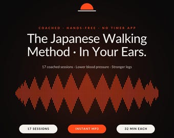 Walking Workout Audio · 17 Coached Interval Walking Sessions MP3 · Hands Free Low Impact Workout · Japanese Walking Method