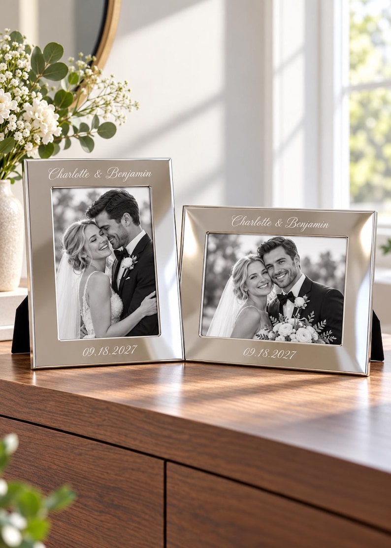 Engraved Metal Designs Personalized Picture Frame, Engraved Silver Metal Photo Frame With Name ...