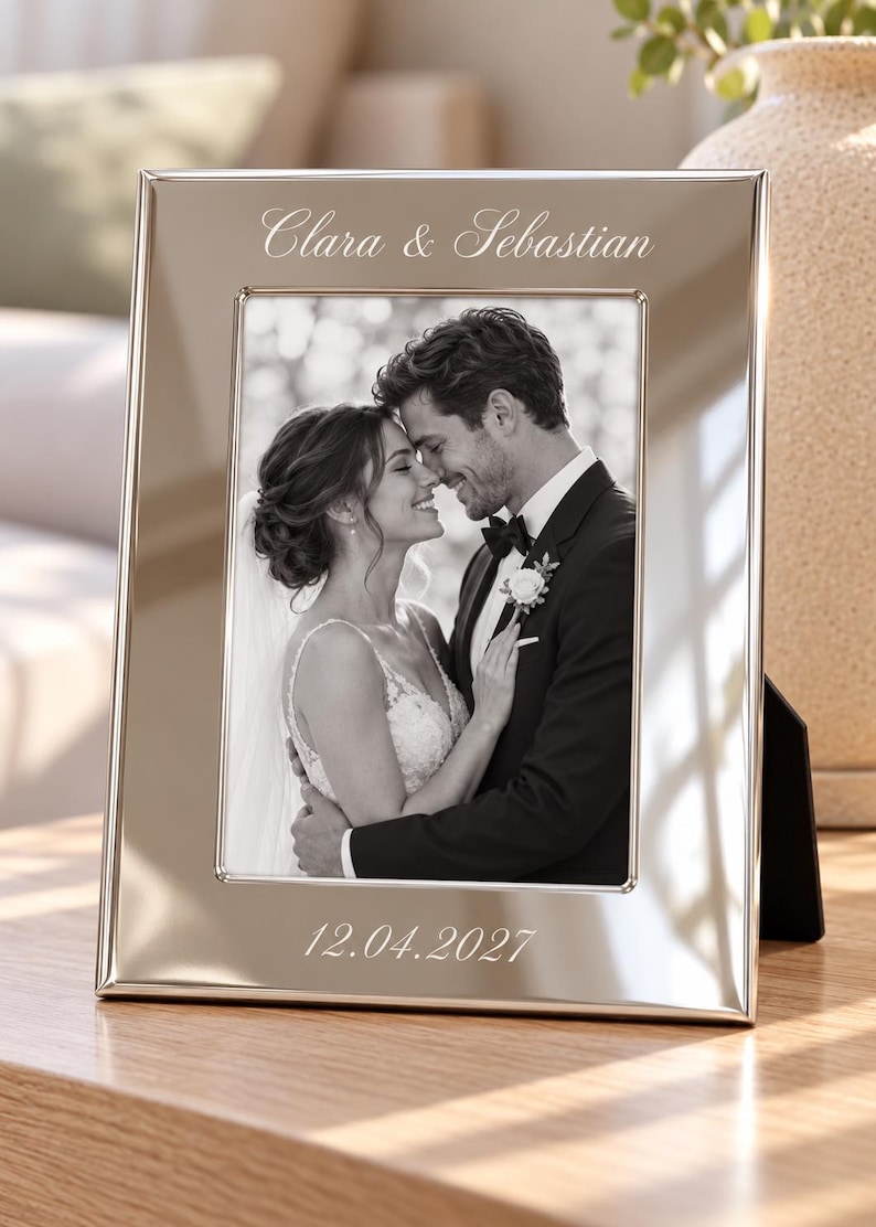 Engraved Metal Designs Personalized Picture Frame, Engraved Silver Metal Photo Frame With Name ...