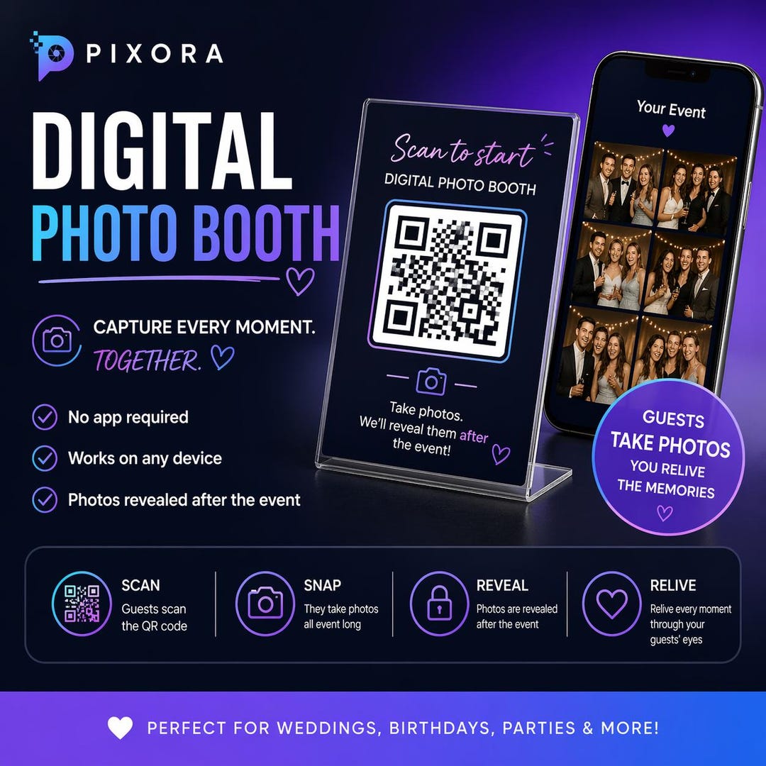 In Booth Qr Code Example Digital Photo Booth QR Code Wedding Camera | Event Photo Sharing (no ...