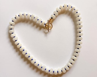 Salt Air Necklace | White Jade Beaded Necklace | Gold Filled | Handmade Coastal Jewelry