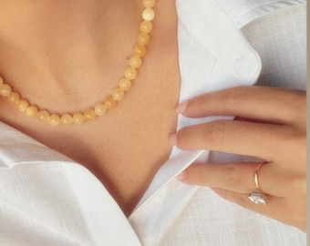 Sol Necklace | Yellow Jade Gemstone Necklace | Gold or Silver Filled | Handmade Beaded Jewelry