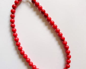 Sailor Necklace | Red Jade Beaded Necklace | Gold Filled | Handmade Coastal Jewelry