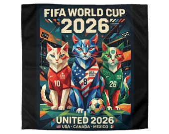 FIFA World Cup 2026 Cat Soccer Trio Microfiber Duvet Cover | USA Canada Mexico