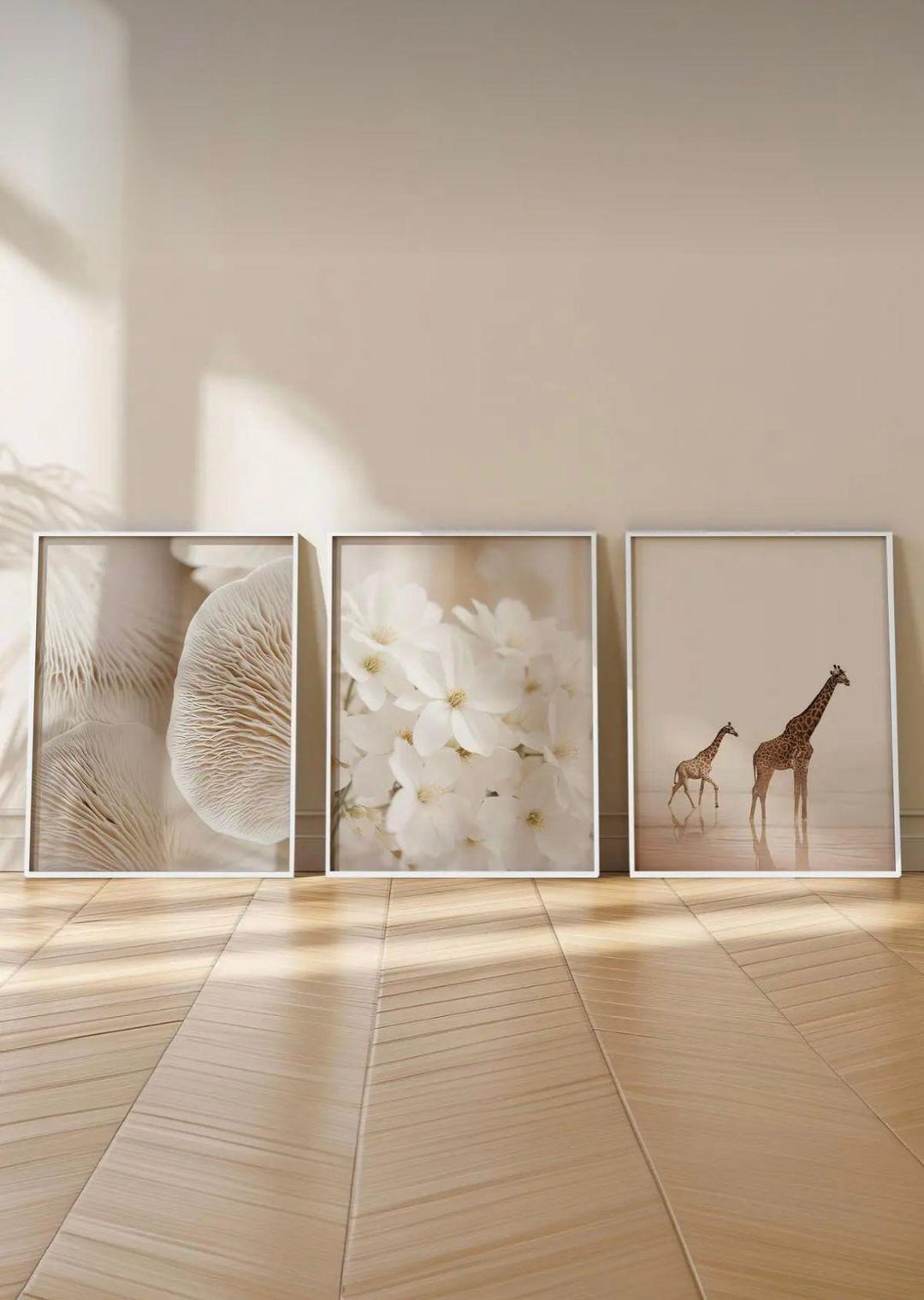Neutral Wall Art Set of 3, Beige Minimalist Prints, Scandinavian ...