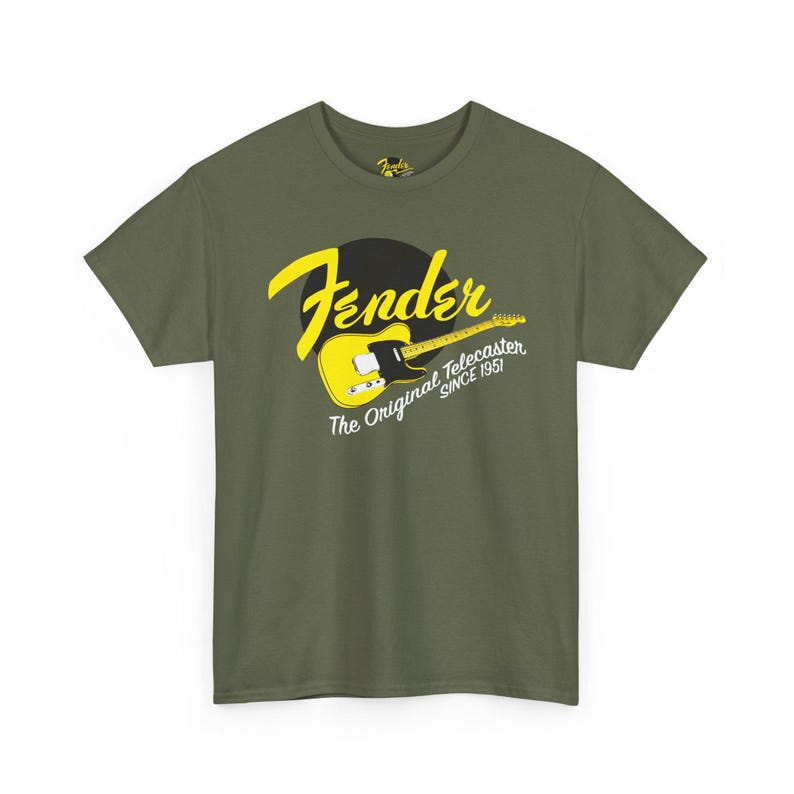 Fender Script gitaar-T-shirt | Vintage Fender-logo, oranje rockshirt afbeelding 8