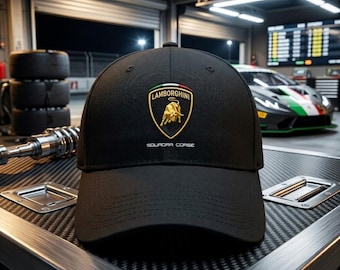 Lamborghini Shield Logo Baseball Cap | Red car emblem hat