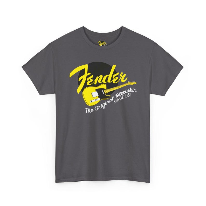 Fender Script gitaar-T-shirt | Vintage Fender-logo, oranje rockshirt afbeelding 10