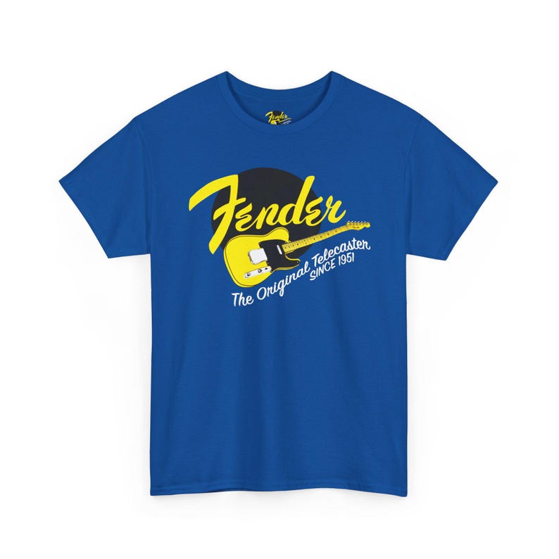 Fender Script gitaar-T-shirt | Vintage Fender-logo, oranje rockshirt afbeelding 11