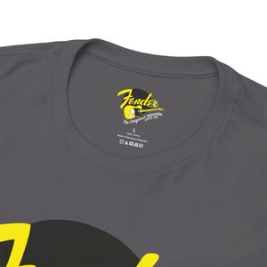 Fender Script gitaar-T-shirt | Vintage Fender-logo, oranje rockshirt afbeelding 3