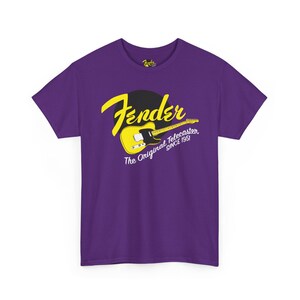 Fender Script gitaar-T-shirt | Vintage Fender-logo, oranje rockshirt afbeelding 13