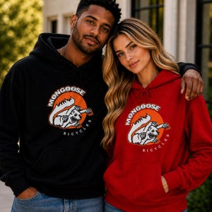 Sudadera con capucha Mongoose Skeleton Bicycles / Logotipo de bicicleta naranja vintage