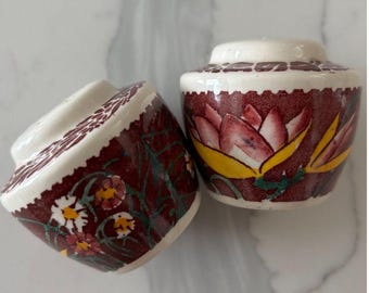Salero y pimentero Vernon Kilns Lei Lani Aloha Vintage Don Blanding Hecho en EE. UU.