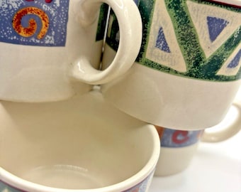 5 tazas vintage Majesticware Sakura Adobe de los años 90, diseñadas por Sue Zipkin, para café y té.