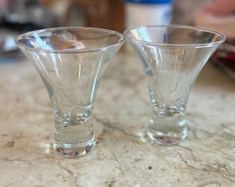 Vintage Martini Glasses Set of 2 Solid Column Stem Cocktail Barware MINT COND