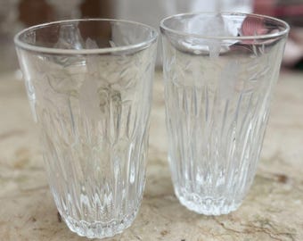 Vintage Princess House Heritage Tumbler Drinking Glass 12oz Etched Floral Design