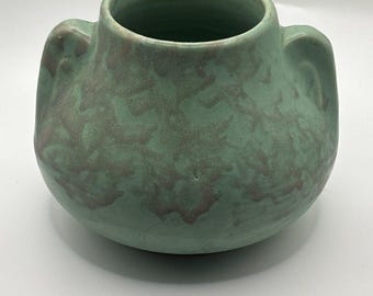 Vintage Brush McCoy Vase Green/Brown Drip Glaze Arts & Crafts Pottery Decor 5"