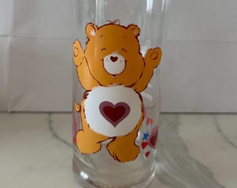 Vintage 1983 Care Bears 1 Glass Piza Hut Tenderheart Bear Collectible MINT COND