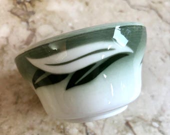 Vintage Jackson China Fruit Cup Green Leaves Thanksgiving Christmas Made in USA