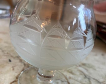 Vintage Toscany Etched Clipper Ship Brandy/Cognac Snifter Glass (1) MINT COND