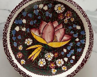 Platillo redondo para té o café Vernon Kilns Lei Lani Aloha de 16,5 cm (6,5 pulgadas), estilo vintage de Don Blanding.