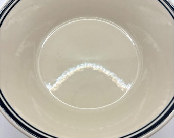 8 Vintage Epoch Korea Bowls White W/ Blue Stripes Cereal Soup Japandi Coastal
