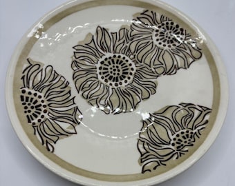 Vintage Blumen Salat Teller Mid Century Modern Sonnenblume Muster 5er Set