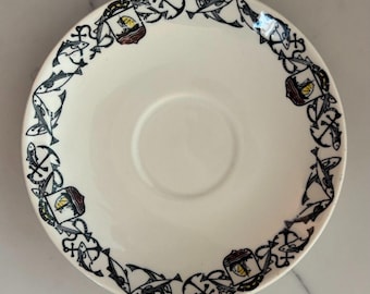 Plato antiguo Stavangerflint Norway con forma de pez y barco, en perfecto estado, 14 cm (5,5 pulgadas).