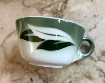 Vintage Jackson China Coffee Tea Cup Airbrushed Green Leaves 1960's Made in USA