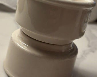 2 Vintage Hall White Ceramic Ramekins 858 Round Bowl Set Made in USA Custard Cup
