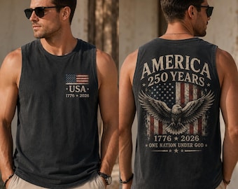 America 250 Years Tank Top, Patriotic Eagle USA 1776 2026 Tank, One Nation Under God Shirt, Comfort Colors 9360 Muscle Tank