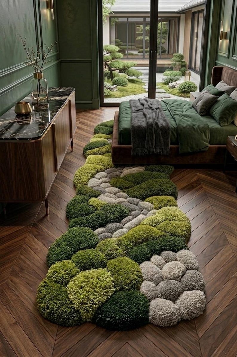 Hand Tufted Moss Rug | 3D Nature Carpet Soft Handmade Area Rug | Custom ...