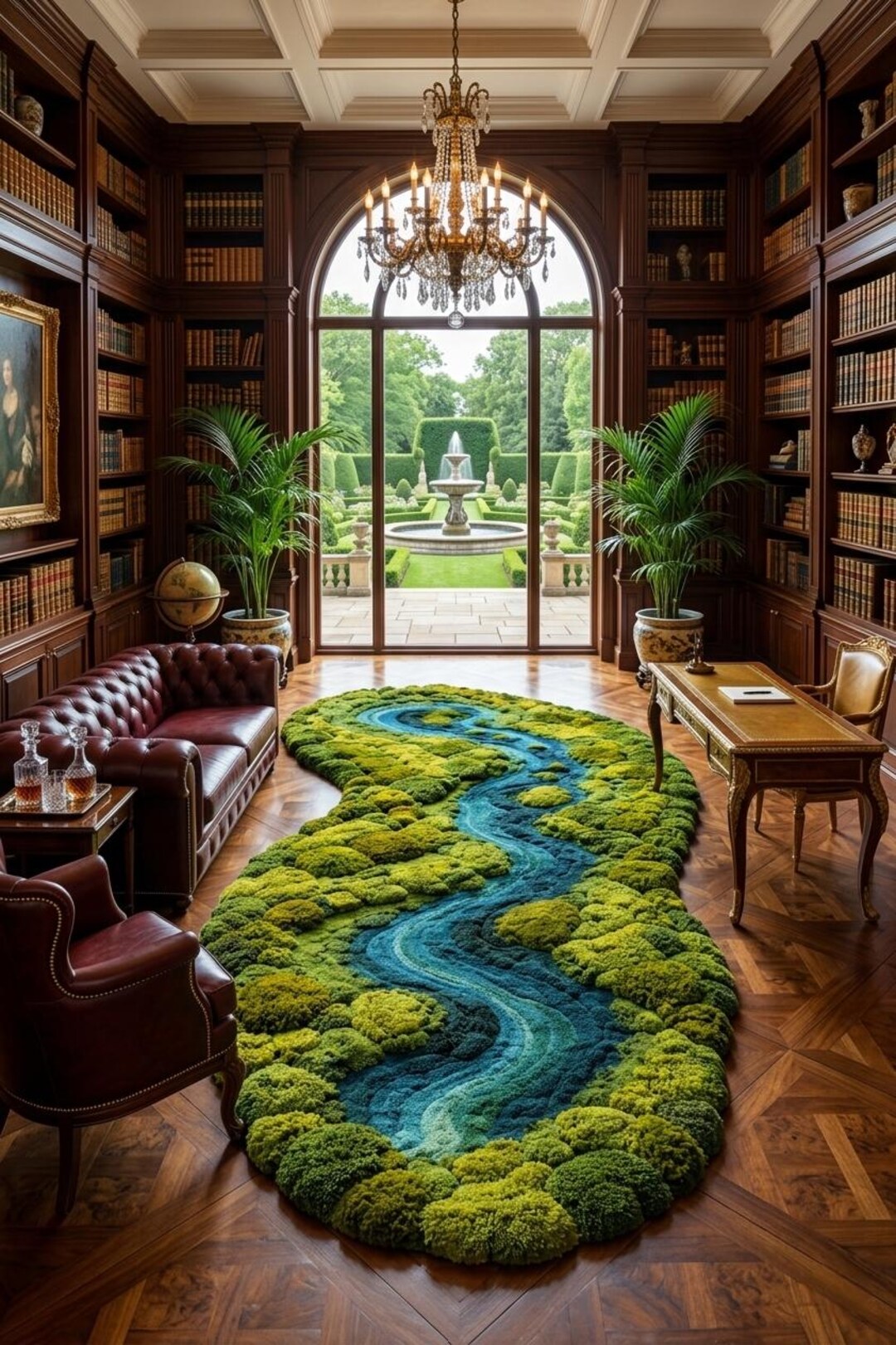 Hand Tufted Moss River Rug, 3D Forest Landscape Carpet, Organic Boho ...