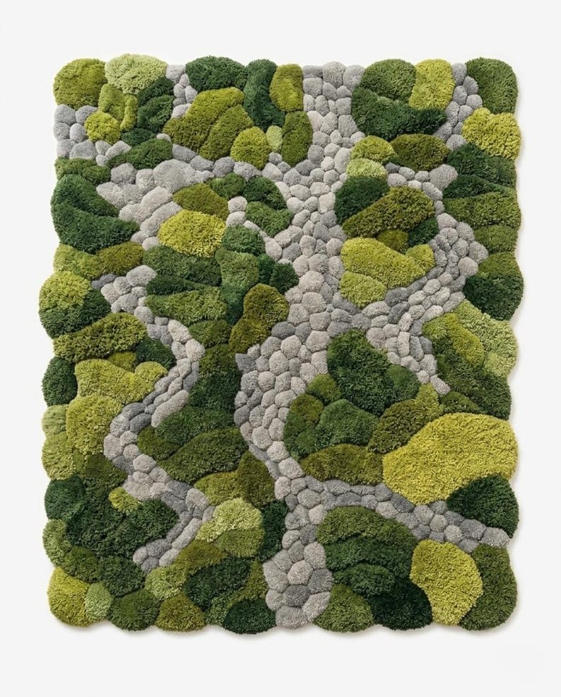 Hand Tufted Moss Rug | 3D Nature Carpet Soft Handmade Area Rug | Custom ...