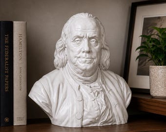 Benjamin Franklin Bust – Founding Father Statue, Presidential Desk Decor, American History Sculpture