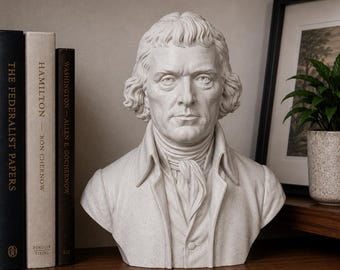 Thomas Jefferson Bust – Founding Father Statue, Presidential Desk Decor, American History Sculpture