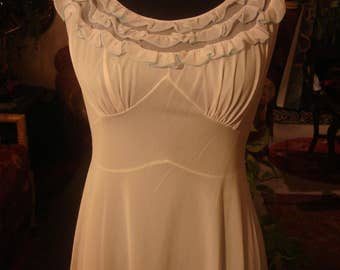 Ruffled Neckline Lingerie Gown Vintage 1950s