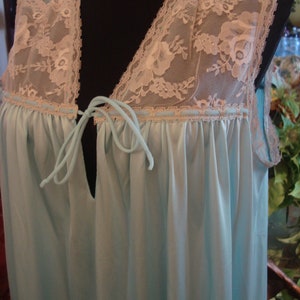 Vintage 1990s Pastel Blue Maxi Sleeveless Lingerie Night Gown