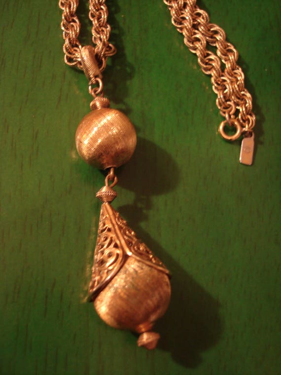Vintage 1990s Gold Ball and Chain Pendant Necklace - image 2