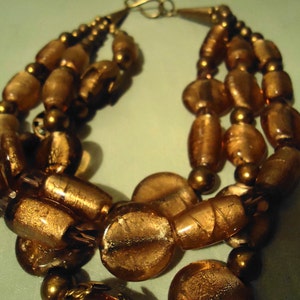 Boho Handcrafted One Of A Kind Copper Ice Gold BOLD 3-Strand Necklace