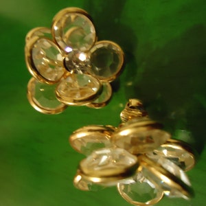 Vintage 1980s Boho Gold and Glass Flower Clips