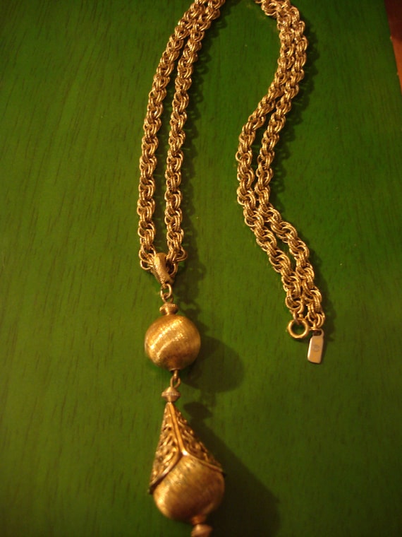 Vintage 1990s Gold Ball and Chain Pendant Necklace