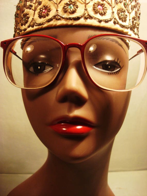 Vintage 1990s Red Burgundy Glasses