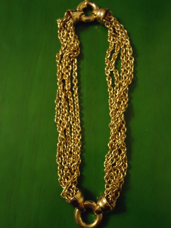 Vintage 1980s Boho Golden Waterfall Link Necklace