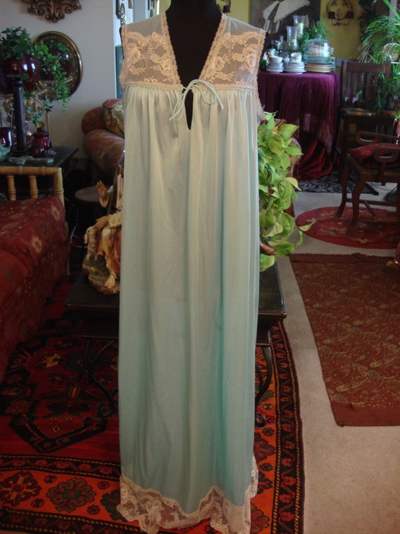 Vintage 1990s Pastel Blue Maxi Sleeveless Lingeri… - image 4