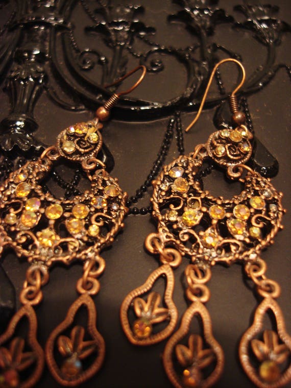 Rhinestone Chandelier Boho Gypsy Chic Earrings
