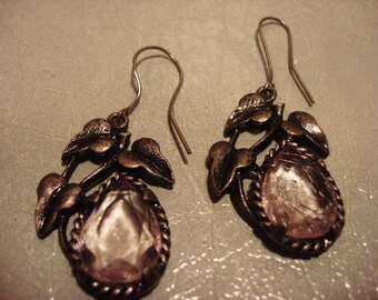 Boho 1990s Vintage Lilac Pastel Gypsy Flower Drop Earrings