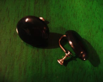 Vintage 1960s Deep Green Screw on Earrings Earbobs